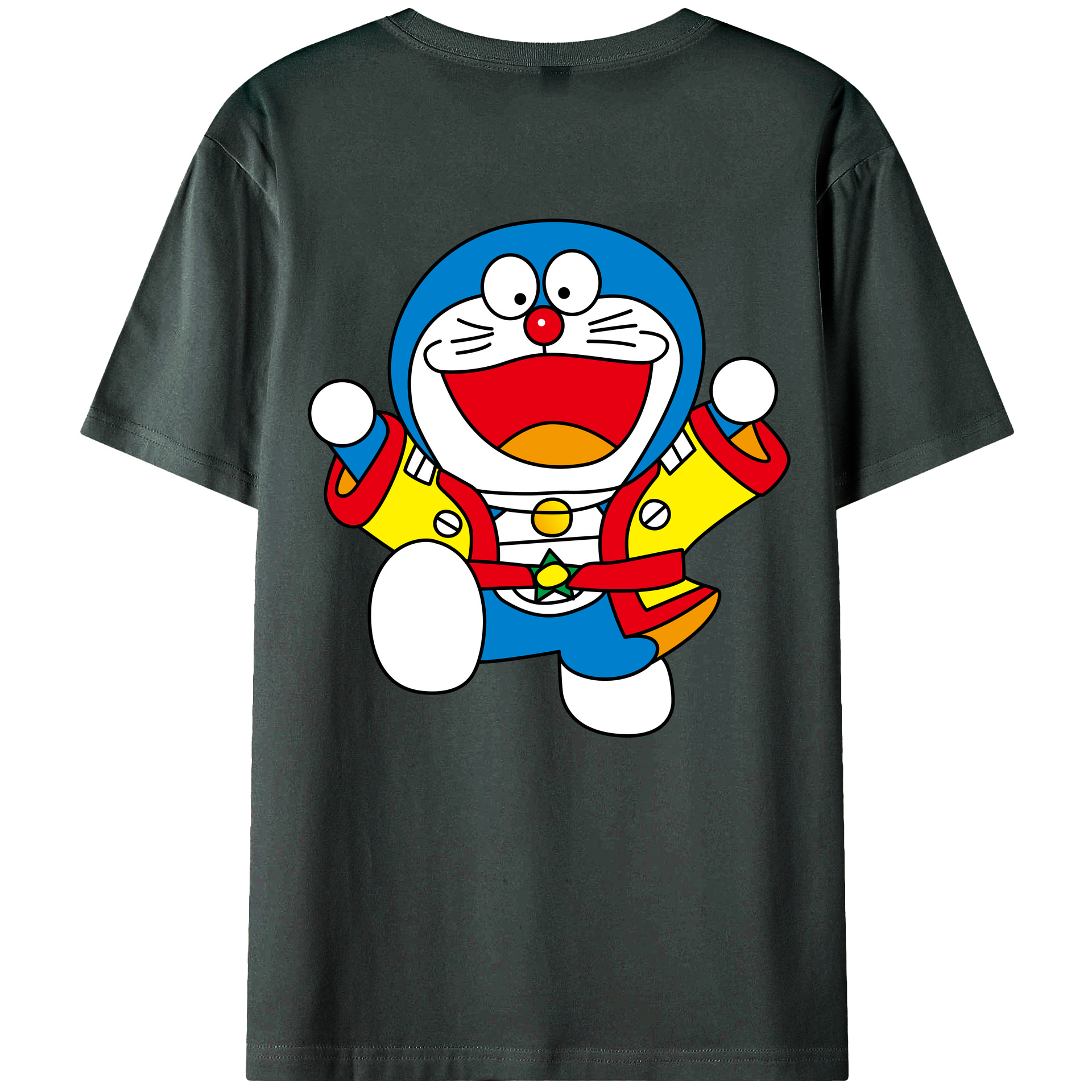 （画像用） ドラえもん Doraemon 綿100％ メンズ半袖Tシャツ（バックプリント） 通気性